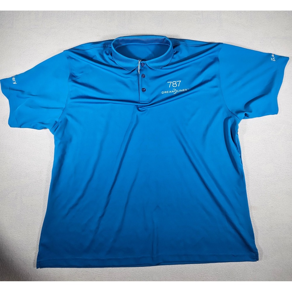 Boeing 787 Dreamliner First Delivery Vansport Performance Polo Shirt Blue 2X NEW